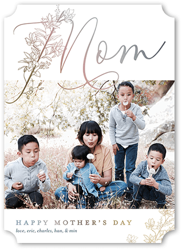 Ornate Embellishment 5x7 White  Mother's Day Card