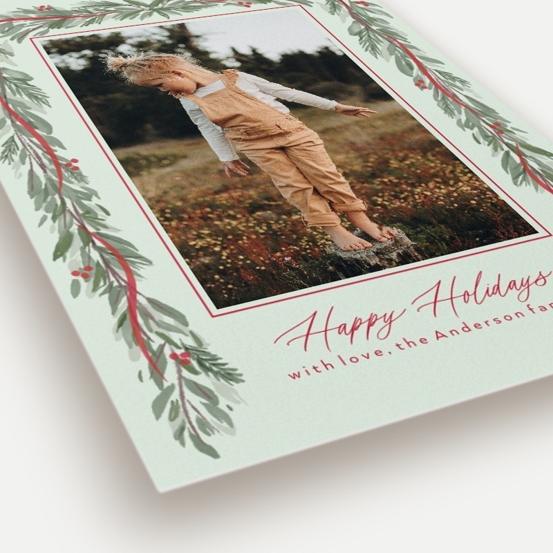 Pine Garland Frame Holiday Card
