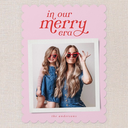 Merry Era 5x7 Pink  Christmas Card