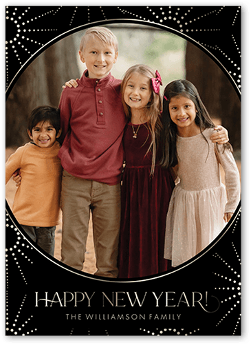 Deco Flare 5x7 Black  New Year's Card