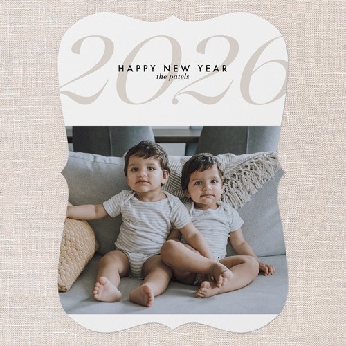 Large Year Header 5x7 White  New Year's Card