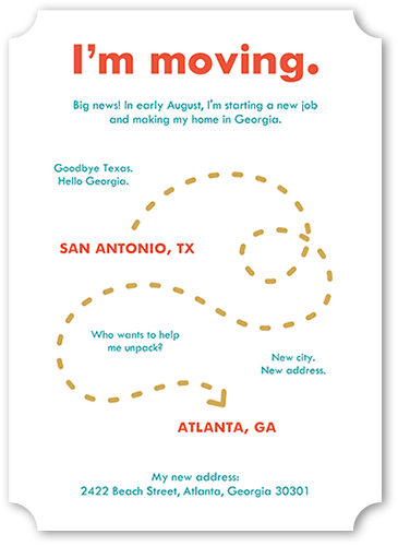 Moving Map 5x7 White  Moving Announcement