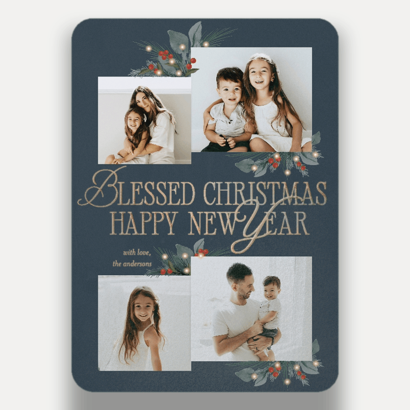 Botanical Sentiment Holiday Card Botanical Sentiment 5x7 Gray Holiday Card