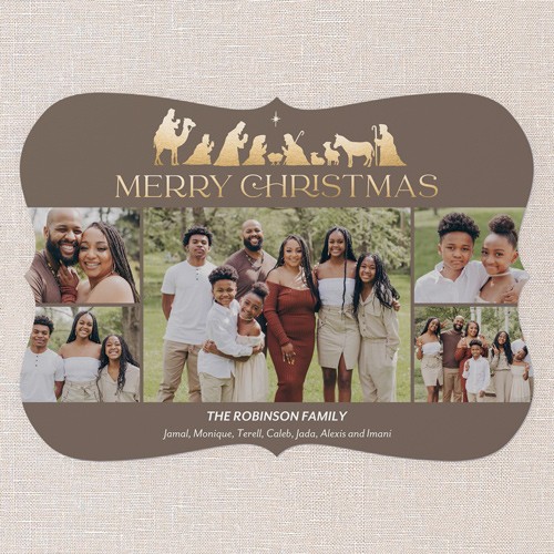Noble Nativity 5x7 Red  Religious Christmas Card