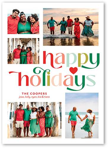 Lighthearted Lettering 5x7 White  Holiday Card