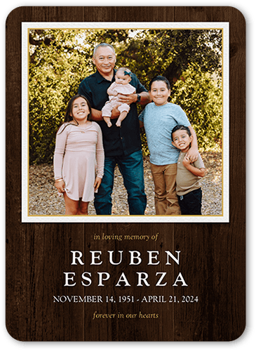 Rustic Remembrance 5x7 Brown  Memorial Card