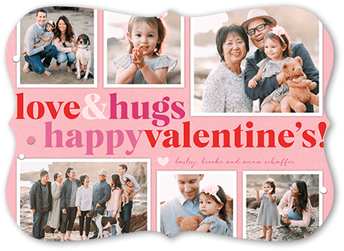 Confetti Hugs 5x7 Pink  Valentine's Day Card