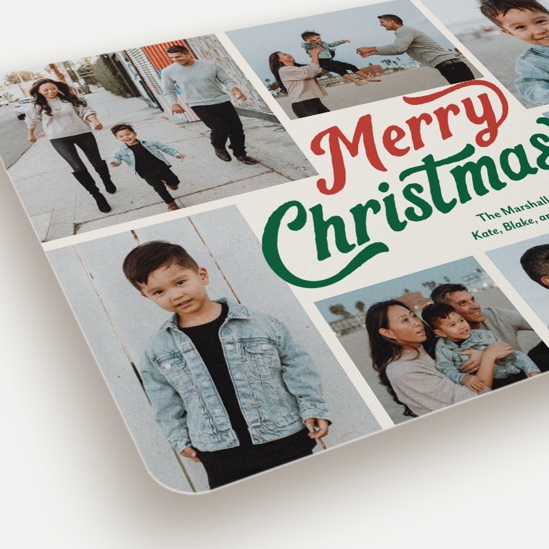 Retro Script Collage Holiday Card
