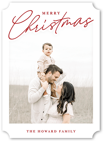 Shaped Script 5x7 White  Holiday Card