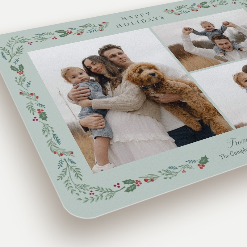 Painted Holly Frame Holiday Card