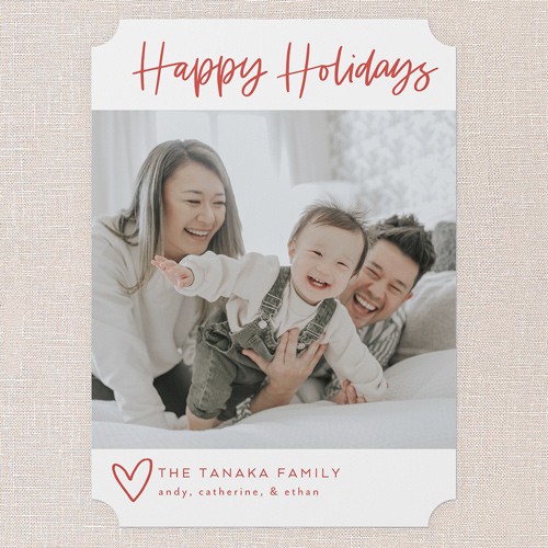 Holiday Cards: Heartfelt Charm 5x7 Portrait Flat White 1 Photo Signature Smooth Cardstock Ticket Shutterfly