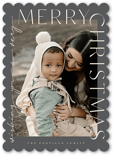 Soft Type 5x7 Gray  Holiday Card