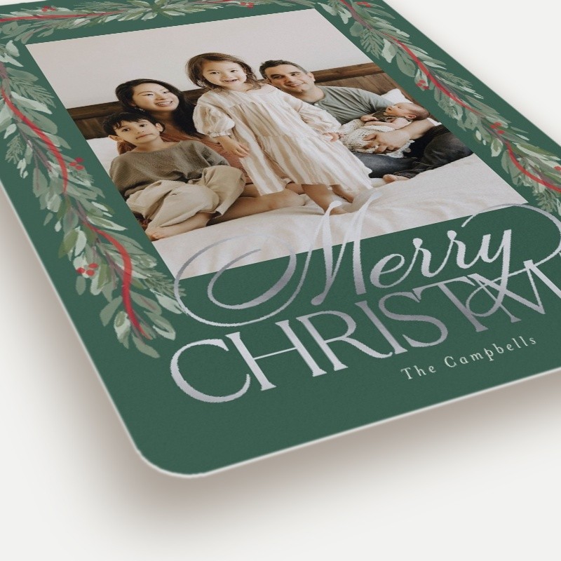 Draped Garland Holiday Card Draped Garland 6x8 Green Holiday Card