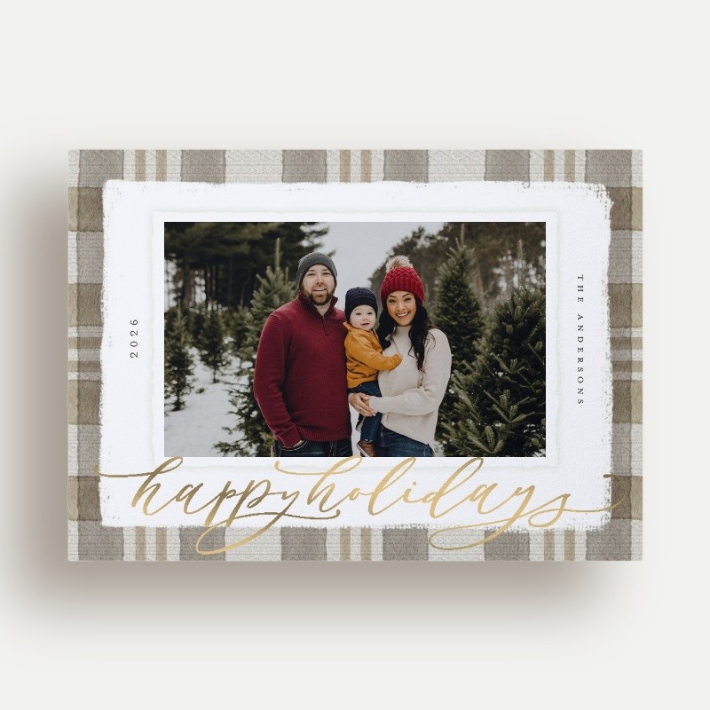 Signed Plaid Holiday Card