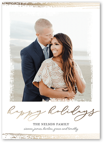 Brushed Barrier 5x7 White  Holiday Card