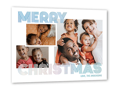 Modern Shining Stripes 5x7 White  Holiday Card