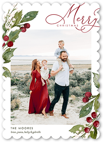 Festive Berries 5x7 White  Holiday Card