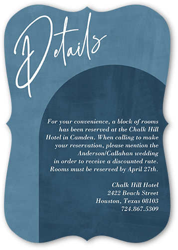 Wedding Enclosure Cards: Textured Times 3.5x5 Flat Blue Signature Smooth Cardstock Bracket Shutterfly