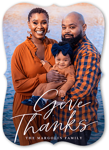 Script Thanks 5x7 White  Thanksgiving Card