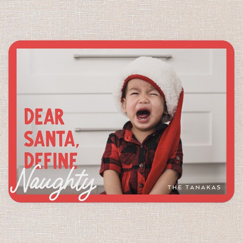 Define Naughty 5x7 Red  Christmas Card