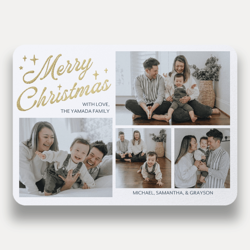 Glitter Stars Holiday Card Glitter Stars 5x7 White Holiday Card