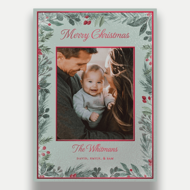 Berry Greenery Holiday Card Berry Greenery 5x7 Green Holiday Card