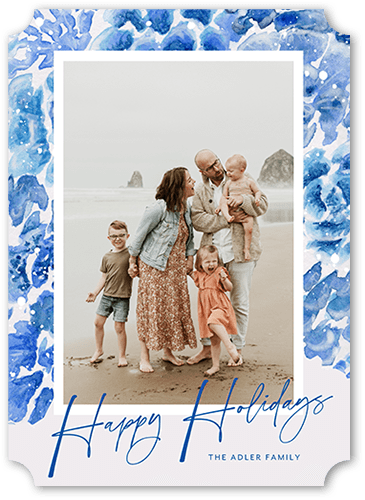 Touch of Color 5x7 Blue  Holiday Card