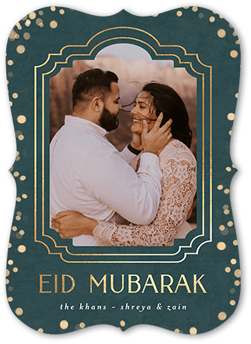 Embellished Frame 5x7 Blue  Eid Card