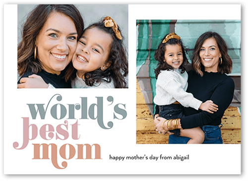 World Best 5x7 White  Mother's Day Card