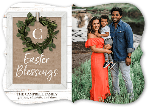 Burlap Wreath 5x7 White  Easter Card