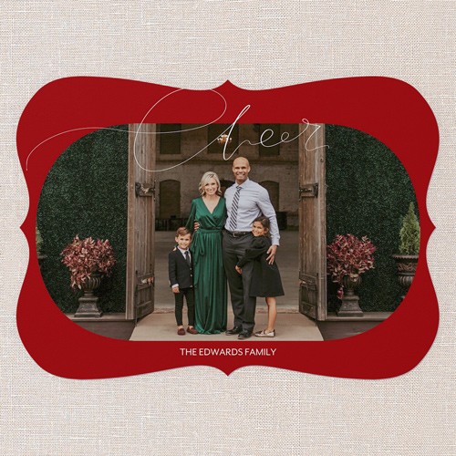 Rounded Cheer 5x7 Red  Holiday Card