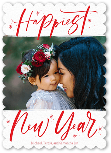 Flashy Script 5x7 Red  Lunar New Year Card