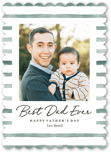 Watercolor Stripes 5x7 Green  Father's Day Card