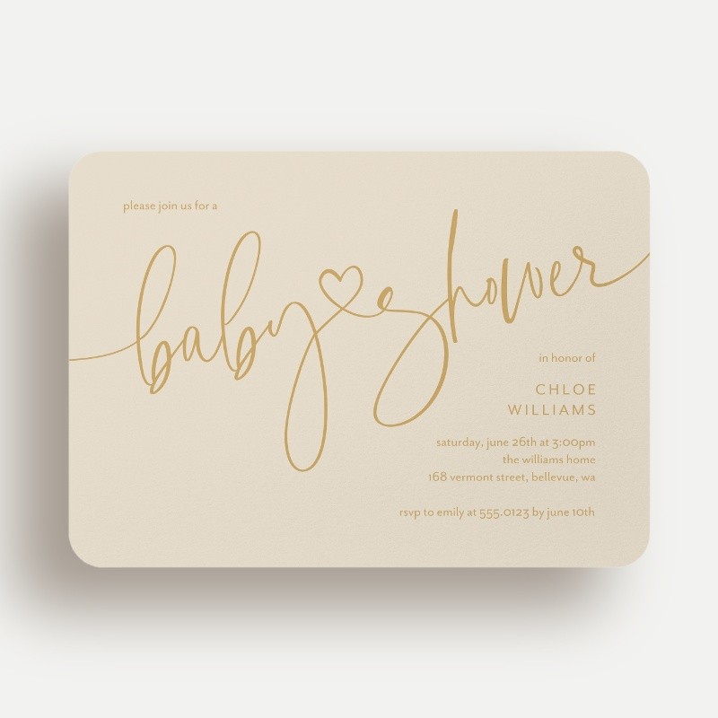 Heart Script Baby Shower Invitation