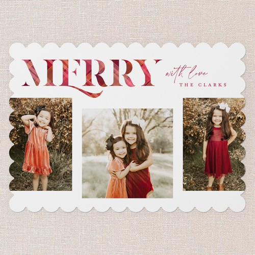 Lively Plaid 5x7 Red  Holiday Card