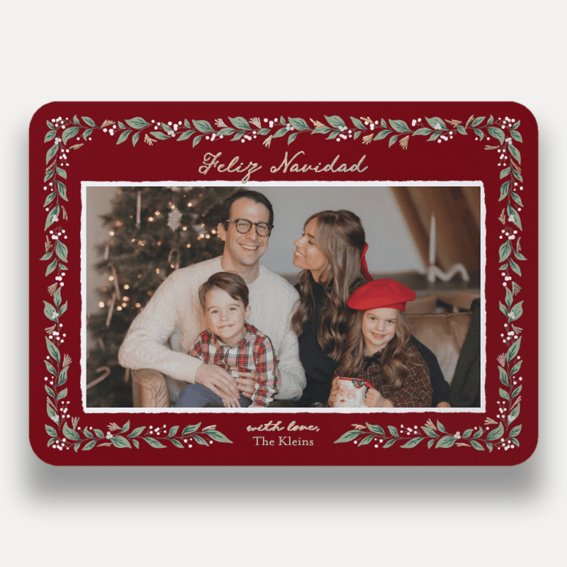 Botanical Frame Holiday Card Botanical Frame 5x7 Red Holiday Card