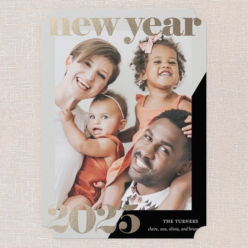 Diagonal Colorblock 5x7 Gray  New Year's Card