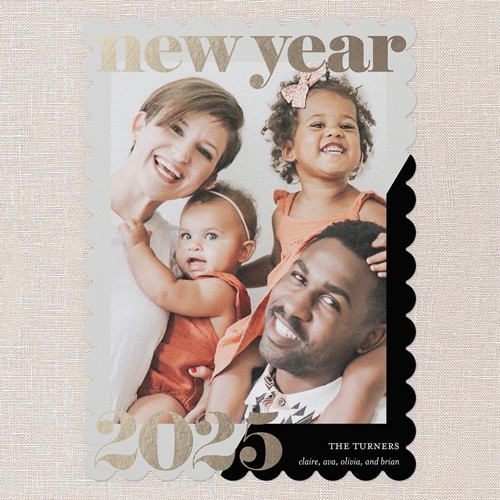 Diagonal Colorblock 5x7 Gray  New Year's Card
