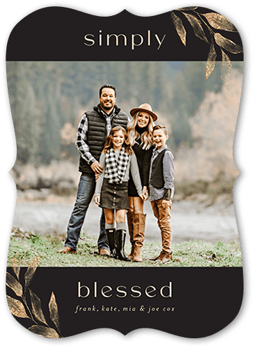 Elegant Goldleaf 5x7 Black  Holiday Card