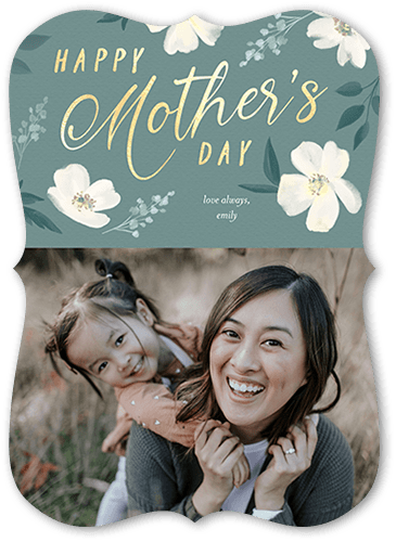 Floral Framing 5x7 Blue  Mother's Day Card