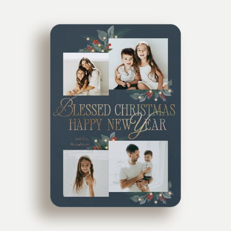 Botanical Sentiment Holiday Card Botanical Sentiment 5x7 Gray Holiday Card