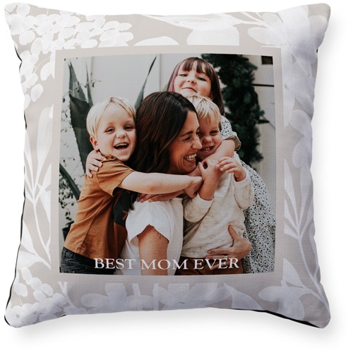 Neutral Foliage Frame 16x16 Beige  Pillow