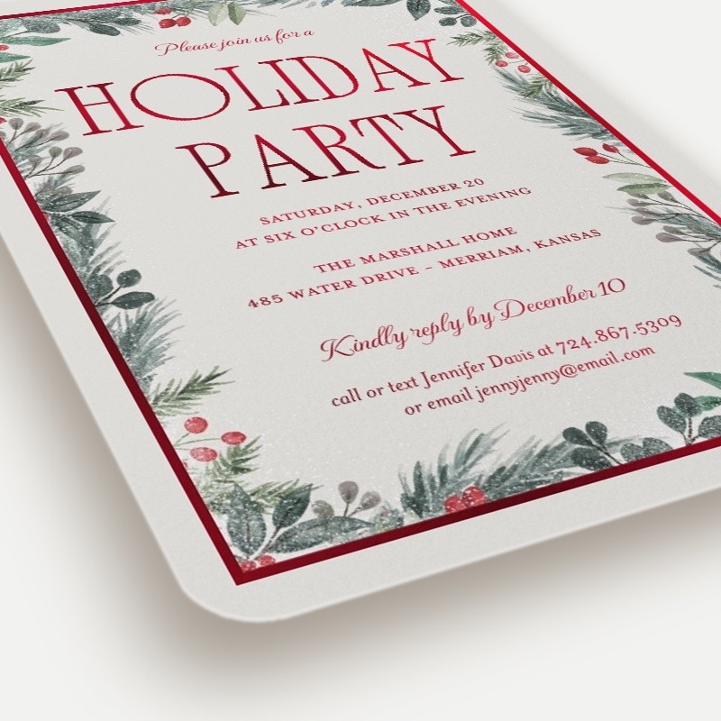 Botanical Border Holiday Invitation