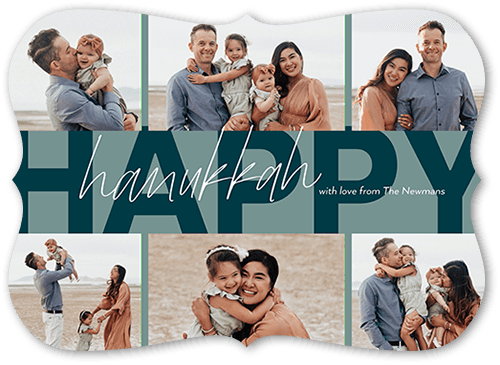 Happy Stripe 5x7 Blue  Holiday Card