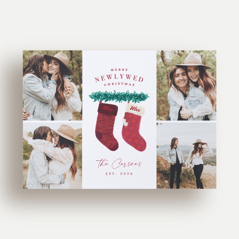 Newlywed Stockings Holiday Card
