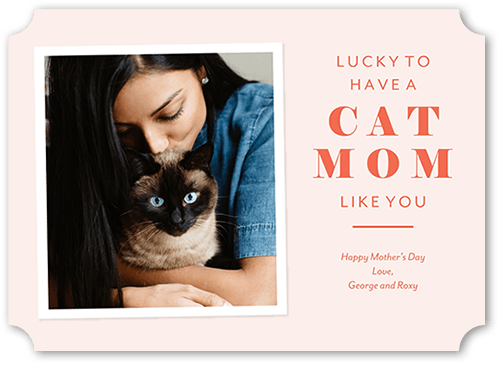 Cat Mom 5x7 Pink  Mother's Day Card