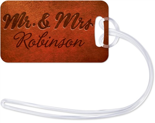 Well Traveled Mr & Mrs 2x3 Brown  Luggage Tag
