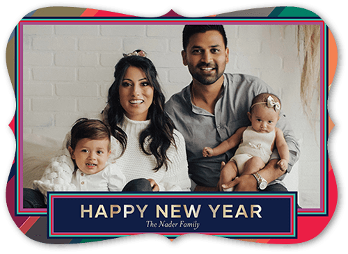 Sherbert Stripes 5x7 Pink  Holiday Card