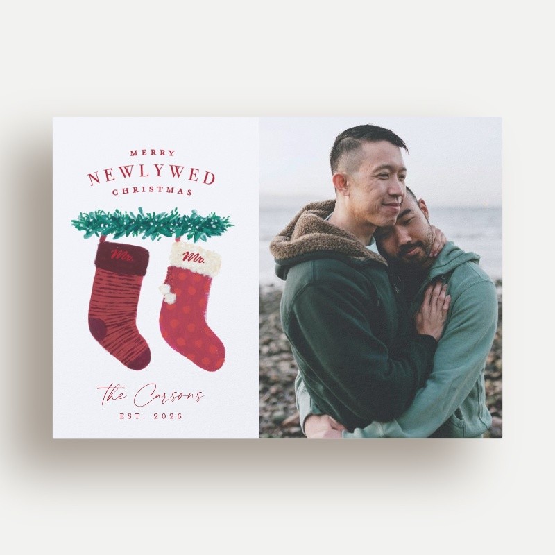 Newlywed Stockings Holiday Card