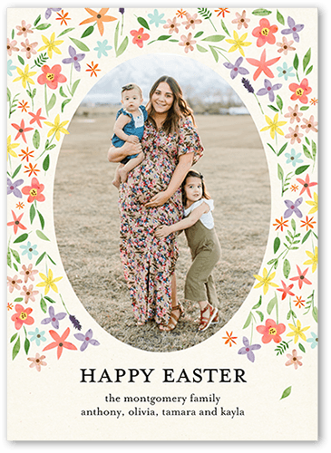 Festive Blossoms 5x7 Beige  Easter Card